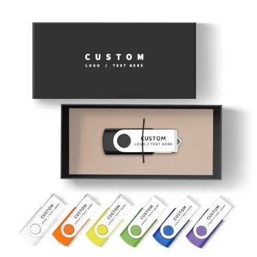 Imagem de Pen drive USB personalizado, pendrive giratório personalizado com gravação de logotipo, pacote com 100 unidades USB promocionais em massa para negócios, eventos corporativos, feiras e presentes (128