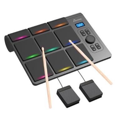 Imagem de OYAYO Bateria Elétrica, Bateria Eletrônica De 9 Pads Com Entrada Para Fone De Ouvido, Bateria Digital Portátil Para Crianças, Alto-Falantes Estéreo Duplos Integrados E Suporte Midi, Presentes De Na