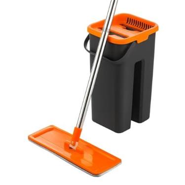 Imagem de Mop Profissional com Balde Duplo Esfregão Separador Cabo de Aço Inoxidável Limpeza Seca e Molhada Cores Sortidas com Centrífuga