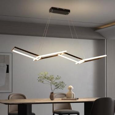 Imagem de LOFAHS Luminária Pendente De Ilha Led, Lustre Linear, Regulável, Para Sala Jantar, Estar E Cozinha (Pendente Preto 59", Luz Regulável)