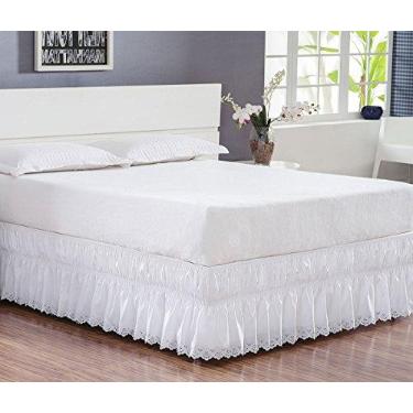 Imagem de Saia para Cama Box Solteiro Perolla Bordado Ultrassônico - Branco