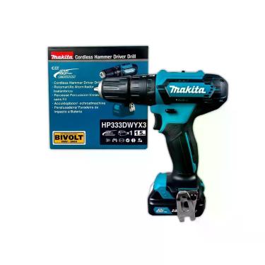 Imagem de Furadeira Parafusadeira Makita HP333DWYE 12V 10mm Impacto 2 Baterias e