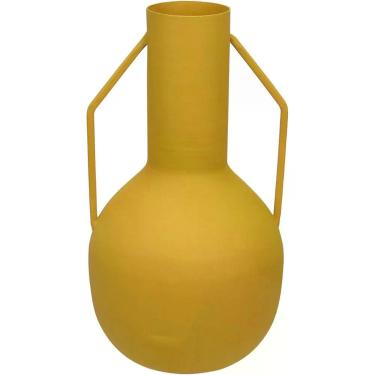 Imagem de Vaso Decorativo Enfeite Casa Aparador Garrafa Home&co Metal 20x11x11cm Amarelo