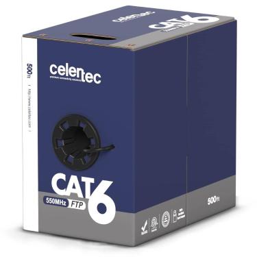Imagem de Cabo Ethernet celertec CAT6 blindado 500 pés FTP 550 MHz preto