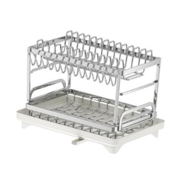 Imagem de ＫＬＫＣＭＳ Escorredor de pratos, organizador e armazenamento de cozinha, porta-copos de aço inoxidável para escorredor de de cozinha, de pratos de 2