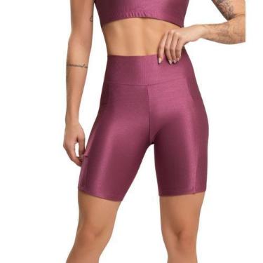 Imagem de Bermuda Fitness Com Bolso Esmeralda Vekyo Cós Alto Roupa De Academia T