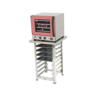 Imagem de Kit - Forno Turbo Elétrico Fast Oven Prp-004 220v Rosa + Bancada Mes-0