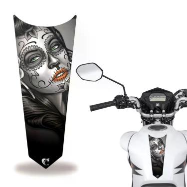Imagem de Adesivo Faixa Gravata Tanque Moto Caveira Cinza