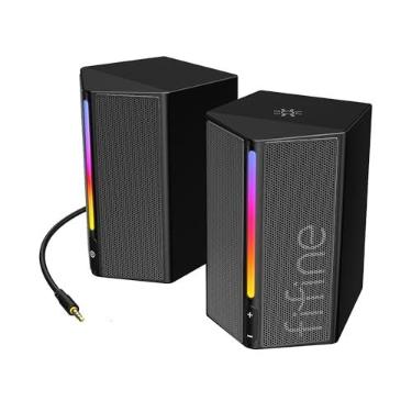 Imagem de FIFINE A20 Alto-falantes para computador,para PC desktop | Alto-falantes RGB para Jogos alimentados por USB com conector de 3,5 mm para laptop, monitor, telefone, tablet
