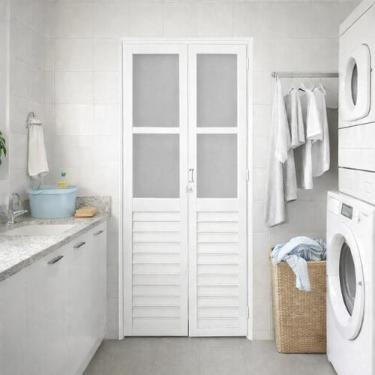 Imagem de Porta Camarão Alumínio Branco Com Vidro - Brecorimo, DIREITO, 210X80