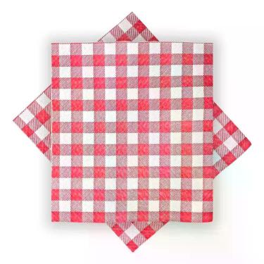 Imagem de Guardanapo De Papel Xadrez Vermelho 30cm X 31cm -50 Unidades