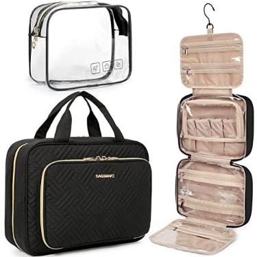 Imagem de Bolsa de higiene pessoal BAGSMART Organizadora de maquiagem para viagem com aprovação TSA, bolsa transparente para cosméticos, maquiagem, artigos de higiene pessoal de tamanho comum, Preto, Standard