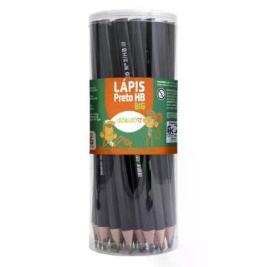 Imagem de Pote com 36 unds de Lápis Grafite Hb Corpo Preto Big Triangular Leo&Le