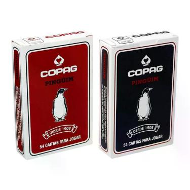 Imagem de Kit 2 Baralhos jogo de cartas pinguim azul e vermelho - Copag 93045