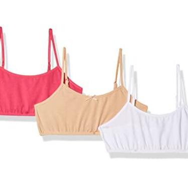 Imagem de Maidenform Girl Sutiã cropped para meninas grandes (pacote com 3), Pacote com 3 - branco, nude, rosa, Medium