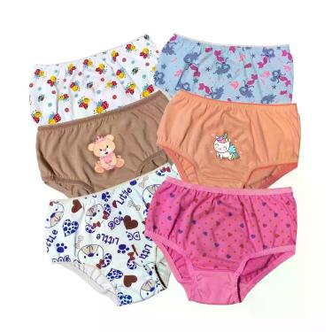 Imagem de Kit 5 Calcinhas Infantil Menina 100% Algodão AntiAlergico 1 a 12 Anos 