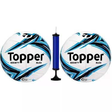 Imagem de Kit 2 Bolas Society Topper Slick + 1 Bomba De Ar, Azul