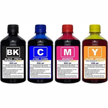 Imagem de Kit Tinta Compatível Impressoras L3110 L3150 L3210 L3250 L1250 4 Garrafas 500ml Refil 544