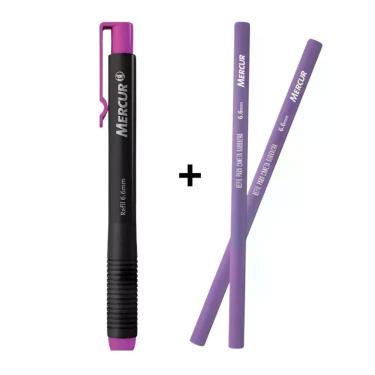 Imagem de Kit Caneta Borracha 6.6mm Retrátil + 02 Refil Borracha Eraser (COLORID