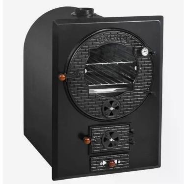 Imagem de Forno a Lenha de Embutir Inox Interno 60cm Frente Preta Aço Carbono Te