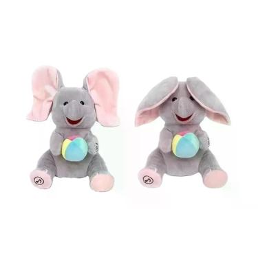 Imagem de Brinquedo De Pelúcia Elefante Com Orelhas Que Batem E Músicas Alegres,