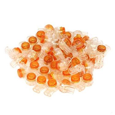 Imagem de Conectores de linha de telefone à prova d'água RuiLing 150 peças K1 Terminais de fio de rede laranja Botão transparente UY Botão conector de emenda