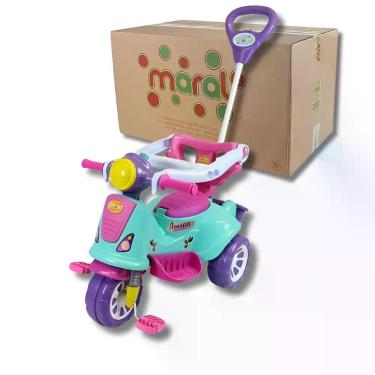 Imagem de Triciclo Infantil Avespa Rosa Com Haste Direcionável Maral, Rosa