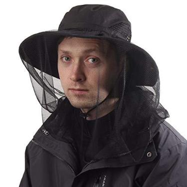 Imagem de Chapéu de sol Camoland com rede removível de cabeça de mosquito para proteção UV ao ar livre, Exército, Preto, One Size