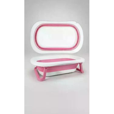 Imagem de Banheira Dobrável Bebê Antiderrapante 35L Rosa - Congratulations Store