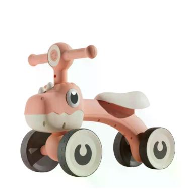Imagem de Balance Bike Dino Infantil com Luz e 4 Rodas Até 25kg - Rosa - UNITOYS