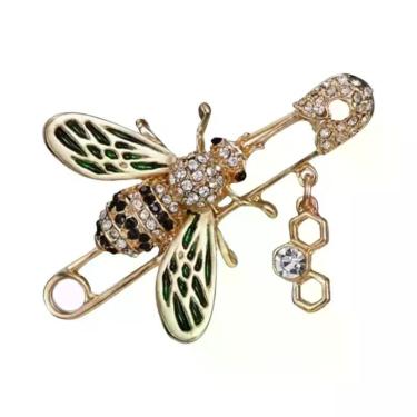 Imagem de Broche De Abelha Unissex Feminino Com Strass E Pérolas, Alfinete De La