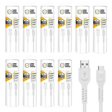 Imagem de Cabo Dual Shock Tipo C / USB A - Branco - 1,2m - no Atacado - Caixa Fe