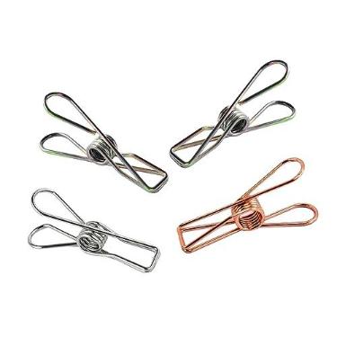 Imagem de Kit 24 Prendedores De Metal Pregador De Roupas Aço Inoxidavel Para Sacolas, Alimentos, Embalagens, Fotos, Varal e Decoração