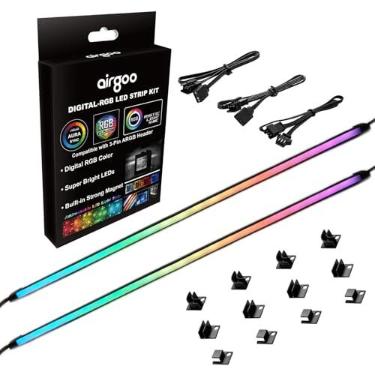 Imagem de airgoo Fita LED RGB endereçável para PC, fita neon de tubo de borracha de silicone difusa AG-NEON-LS1, para cabeçalho argb de 3 pinos de 5V ou controlador de sinal AG-DRGB16 RGB (não incluído), vem