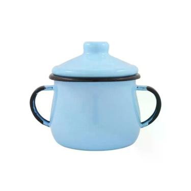 Imagem de Açucareiro Esmaltado Azul Claro 380ML em Aço Especial com Esmalte Vítreo para Servir e Decorar Ewel