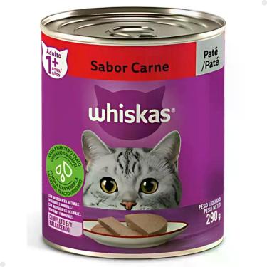 Imagem de Whiskas Lata Patê Carne Alimento Úmido Para Gato Adulto 290g, Carne, 2