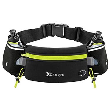 Imagem de Number-one Cinto de corrida com garrafas de água (2 x 175 ml), cinto de hidratação à prova d'água, bolsa de cintura para iPhone ajustável, bolsa de cintura esportiva para maratona,