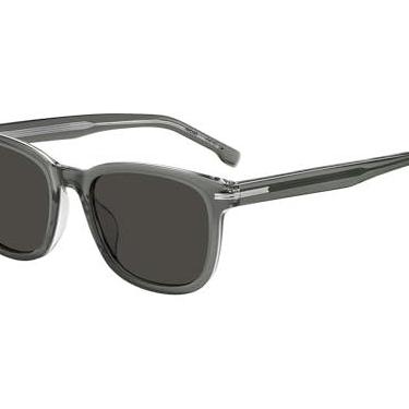 Imagem de Hugo Boss Óculos de sol masculinos retangulares casuais, cristal cinza, 54/20/145