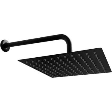 Imagem de Dona D Cor, Chuveiro Quadrado Preto Fosco Inox 25x25 A Gas De