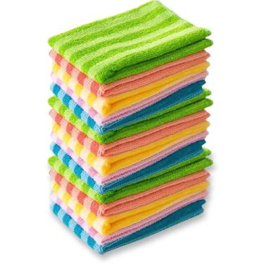 Imagem de Kit Pano De Limpeza Flanela Microfibra Alta Absorção Multiuso 30x30cm 