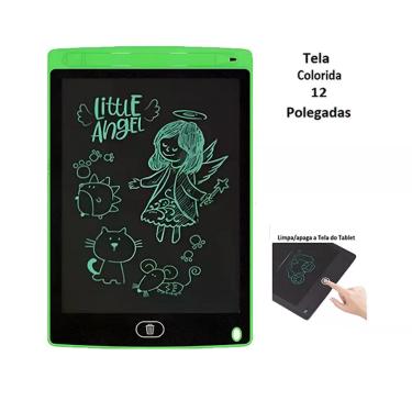 Imagem de Tela De Escrita Lcd 12\" Verde Lousa Mágica Escrita Colorida Botão De Apagar Desenhos E Anotações