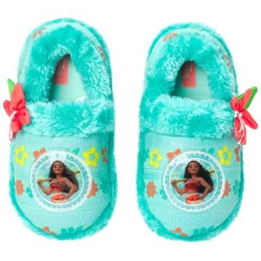 Imagem de Disney Pantufas Moana para meninas – Pantufas felpudas de pelúcia Princesa Moana (Bebê/Menina pequena), Moana, azul-piscina, 5-6 Toddler