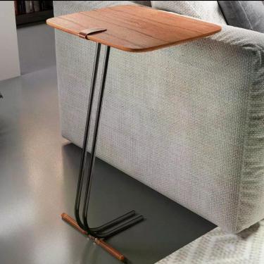 Imagem de Mesa Apoio Lateral Lisboa Retangular MDF Aço 41cm Preto Lar Flex Móveis