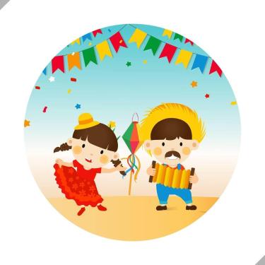 Imagem de Painel de Lona Redondo Festa Junina Infantil Crianças Arraiá - Fabrika