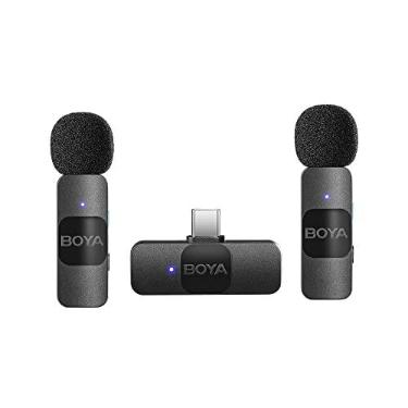 Imagem de Microfone de Lapela Boya By-V20 USB C para Android 2,4GHz Preto Ideal para Gravações Vídeo Podcasts Entrevistas com Transmissão de Áudio Nítida e Estável