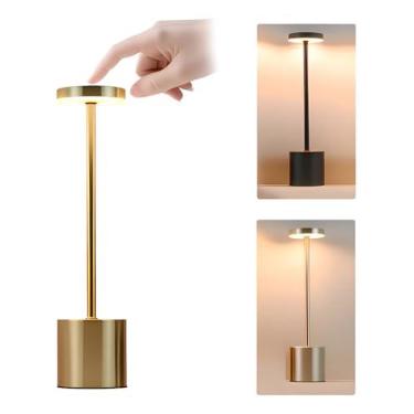 Imagem de Luminária de Mesa LED Recarregável Abajur Moderno com Toque Dimerizável Sem Fio USB Iluminação Decorativa para Quarto, Sala e Escritório Com 3 Temperaturas de Tons Luz Noturna