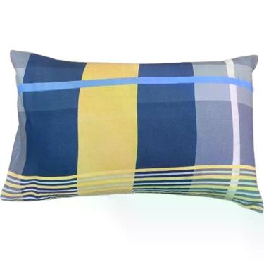 Imagem de Jogo de Fronha Microfibra Estampada 47x70cm - Bene Casa, Azul Xadrez