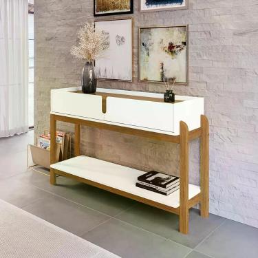 Imagem de Aparador Lizz - 2 Gavetas Em Mdf-mdp Branco-cedro - Casa D