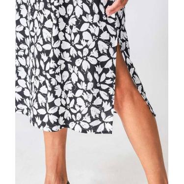 Imagem de Saia Midi Feminina Estampa Flores Babado Marisa Preto-52563, Preto, 42