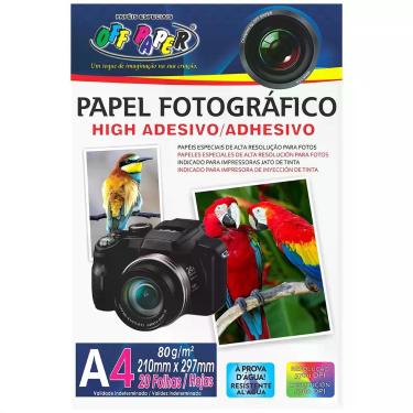 Imagem de Papel Fotográfico Adesivo 80g A4 Branco High Glossy Alta Resolução Off